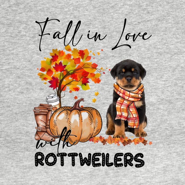 Fall In Love With Rottweilers Fall Pumpkin Thanksgiving by Red and Black Floral